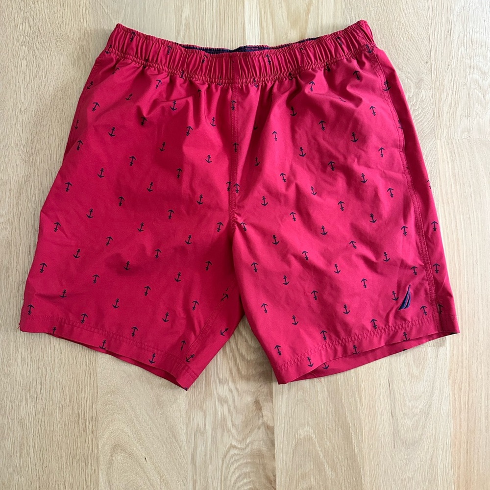 Nautica Red Swim Trunks Quick-Dry Elastic Waist